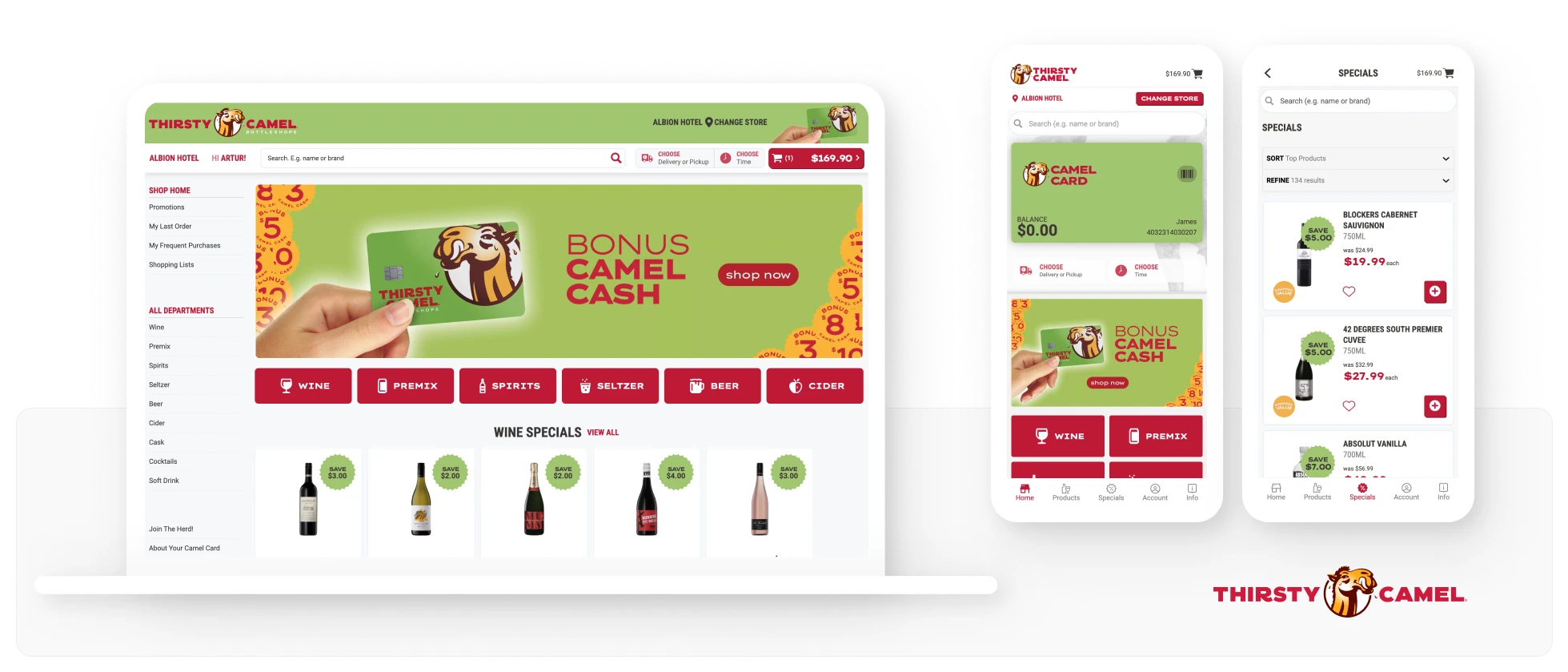 Screenshot of Thirsty Camel ecommerce store
